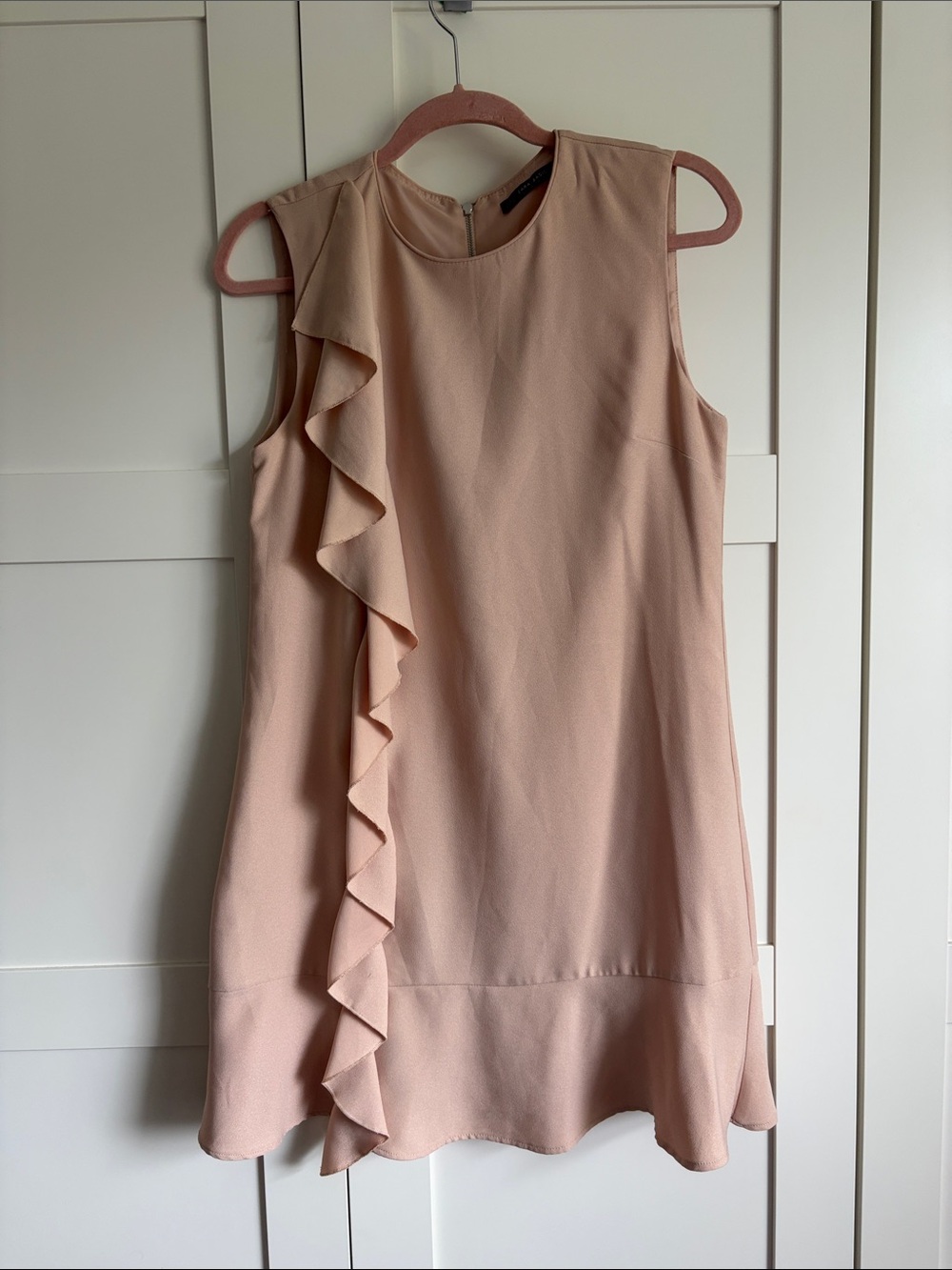 Sleeveless Zara Blush Pink Ruffle Shift Dress